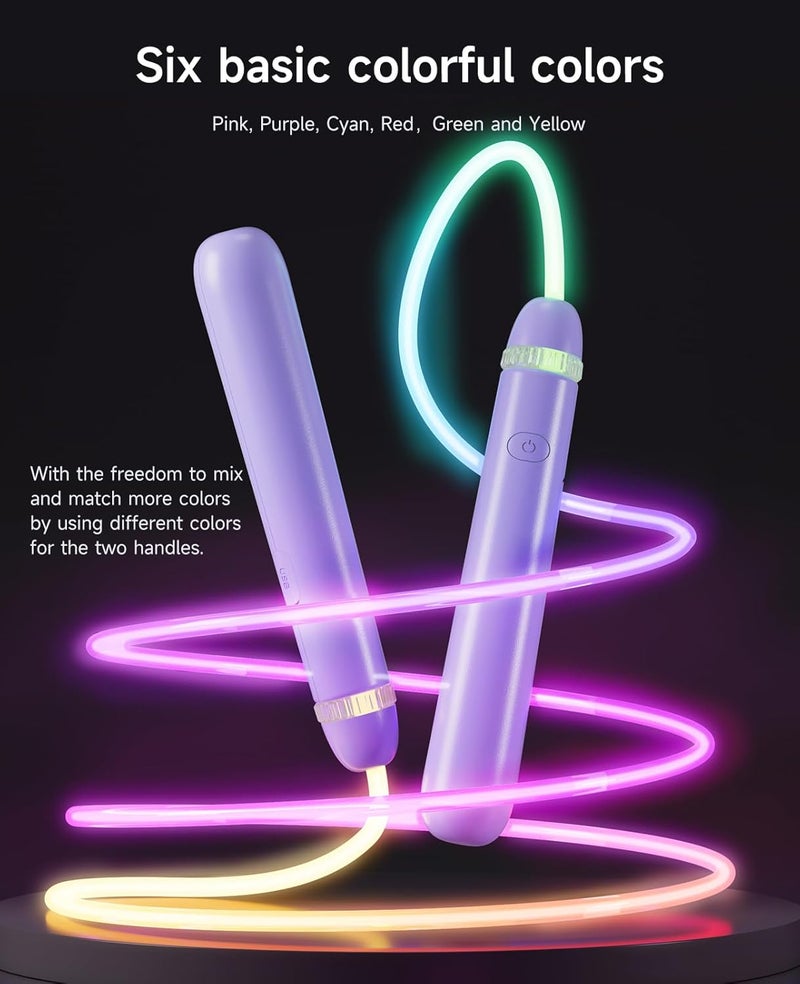ACHDOFITS LED Light Up Jump Rope for Kids and Adult, Adjustable Glowing Skipping Rope for Boys and Girls, Colorful Luminous Jumping Rope for Fitness and Workout - Image 2